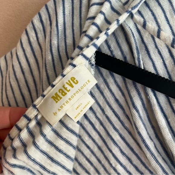 Anthropologie Maeve Coastal 100% Linen Striped Horizon Short Sleeve Top in Small - Picture 3 of 10